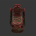 Vintage Rusty Kerosene Lamp With Weathered Metal Frame And Glass Shade
