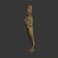 Golden Sculpture Carving of Traditional Figure Wearing Tall Hat and Long Robe