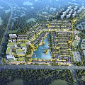 Aerial Planning Of Residential Community With Lake Buildings And Greenery