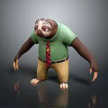 Adorable Game Movie Character Sloth Wearing Green T Shirt Red Striped Tie And Khaki Pants