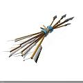Bundled Arrows With White Arrowheads And Brown Shafts Tied In Blue Ribbon