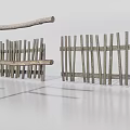 Rustic Wooden Fences With Cross Beams And Vertical Posts For Garden Decor