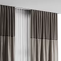 Elegant Modern Gray And White Double Layer Curtains For Home Interior Design 3d model