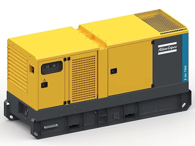 Yellow Atlas Copco QAS 125 Industrial Generator With Enclosed Design 3d model