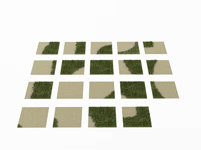 Garden Decor Square Tiles With Grass And Light Ground Pattern Arrangement 3d model