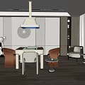 Modern Chess and Card Room Casual Simple Chess and Card Room Mahjong Table 3d model
