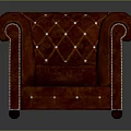 Classic Red Leather Tufted Armchair With Diamond Pattern And Nailhead Trim