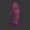 Standing Traditional Red Human Figure Sculpture Carving With Black Base
