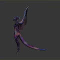Mythical Dragon With Colorful Purple Pink Wings And Blue Horns Claws