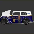 Blue And White Rothmans 51 Vintage Race Car With Open Hood And Exposed Engine