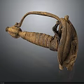 Ancient Historical Weapon with Carved Wooden Handle and Intricate Design