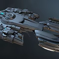 Futuristic Spaceship With Metallic Structure Blue Lights And Detailed Design Features