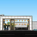 Modern Entrance Gate With Double Glass Doors Decorative Round Lanterns White Walls And Greenery