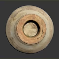 Ancient Clay Carved Sculpture Vessel With Orange White Texture And Traditional Design