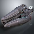 Futuristic Sci-Fi Spaceship 3D Model Design With Streamlined Metallic Body Detailed Cockpit And Engines