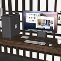 Modern computer desktop combination 3d model