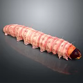 Detailed Pink Caterpillar With Ringed Stripes And Spikes On Elongated Body