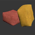 Red and Yellow Square Fabric Ottomans for Modern Living Room Decor