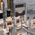Public Facilities 3D Design Components With Street Lamps Benches Trash Bins And Signage