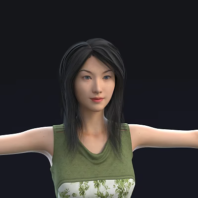 modern woman oriental beauty 3d model