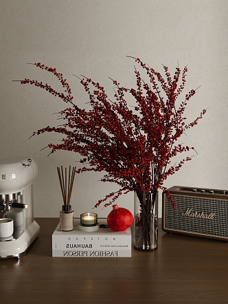 Modern Decoration Combination Marshall Speaker Coffee Machine Holly Aromatherapy Pomegranate 3d model