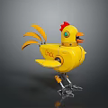 Yellow Mechanical Chick Character With Red Comb Mechanical Wings Legs And CHICK Text
