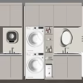 Modern Bathroom Cabinet Rack With Washer Dryer Storage Shelves Mirror And Sink