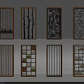 Diverse Wooden Room Dividers Featuring Geometric Branch Gear And Decorative Patterns