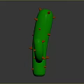 Stylized Green Cactus Plant With Red Thorns On Gray Background Surface