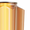 Copper Ribbed Table Lamp With Warm Yellow Light Modern Minimalist Design