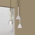 Modern White Pendant Lights With Minimalist Design By Window With Blinds 3d model