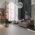 Modern Duplex Living Room With Staircase And Elegant Decor