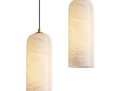 Elegant Modern Cylindrical Pendant Lights With Frosted Glass And Golden Top Design 3d model