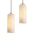 Elegant Modern Cylindrical Pendant Lights With Frosted Glass And Golden Top Design