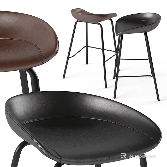 Modern Leather Bar Stools With Black And Brown Seats And Sleek Metal Frame 3d model 