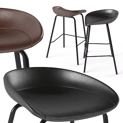 Modern Leather Bar Stools With Black And Brown Seats And Sleek Metal Frame 3d model