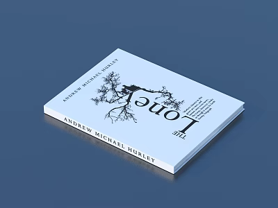 Lone Book Cover by Andrew Michael Hurley with Tree Design Elements on Blue Background 3d model