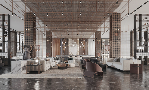 Modern Hall Hotel Sales Floor Lobby 3d model