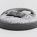 Gray Velvet Round Bed With Soft Bedding And Plush Pillows In Modern Bedroom Design
