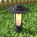 Garden Landscape Outdoor Lantern With Black Design And Green Grass Background