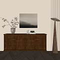 Modern Wooden Console Table With Drawers And Floor Lamp For Entryway Decor