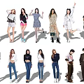 Diverse Group of People in Stylish Outfits Posing with Various Fashion Styles