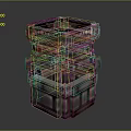 Layered Block Structure With Black Top And Metal Stone Holes For Game Construction