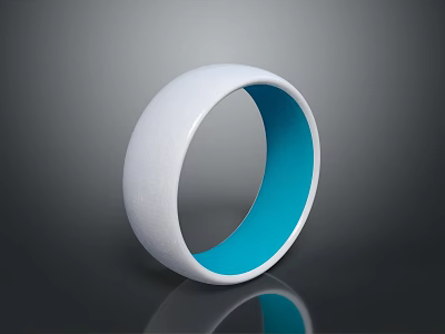 Stylish Minimalist White Ring With Blue Inner Design For Fashion Wear 3d model