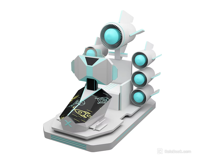 Smart Machine With Multiple Blue Fans And Layered Structure On Base 3d model