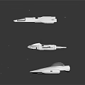 Space and Aerospace Scene With White Spaceships Flying in Black Background and Stars