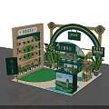 Interactive Zone Exhibition Booth Design With Green Plants And Tea Brand Signage