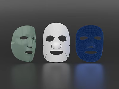 Colorful Green White And Blue Face Masks For Daily Beauty Skincare Essentials 3d model
