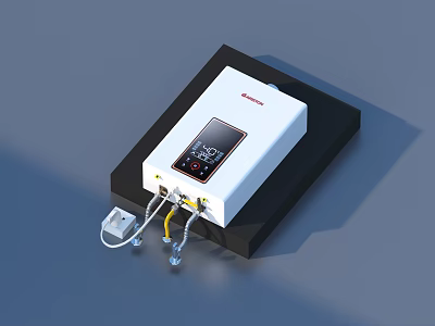 White Electric Appliance with Digital Display and Power Cords for Household Use 3d model