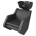 Modern Black Leather Chair With Sleek Design And White Stitching Details